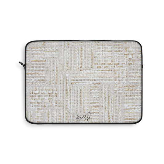 Cream and Gold Tweed Print Laptop Sleeve