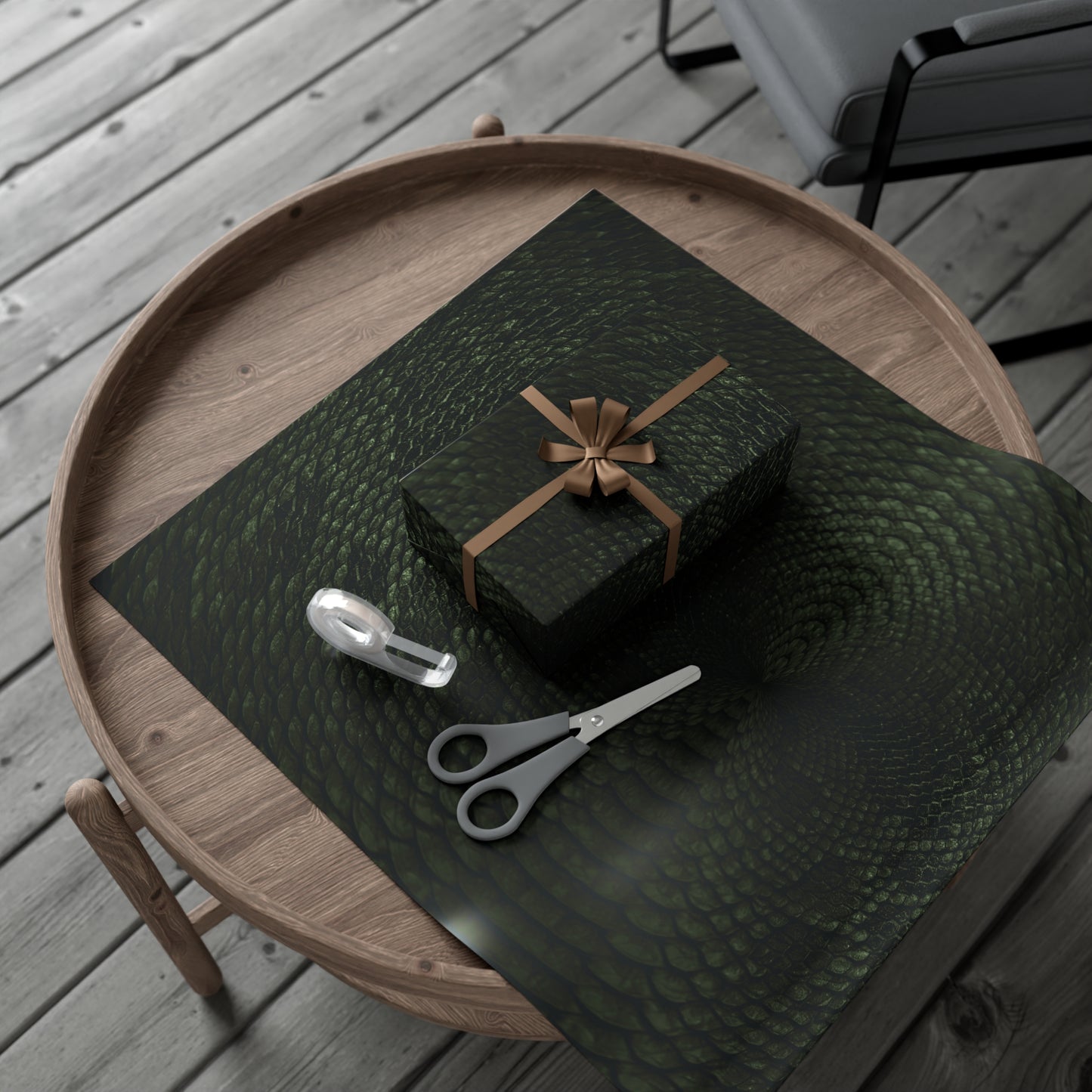Deep Rich Green Snake Print Gift Wrapping Paper
