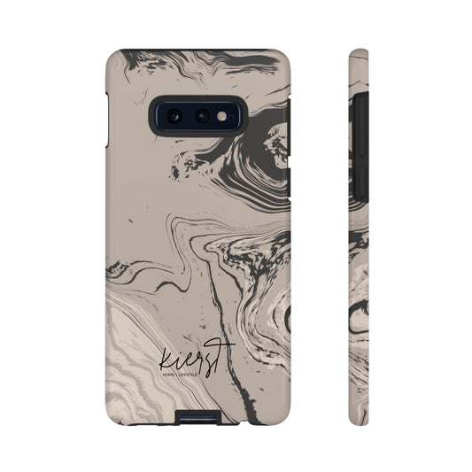 Cream, Grey, and Taupe Marble Samsung Galaxy Phone Case | Rich Swirls, Neutral Motion