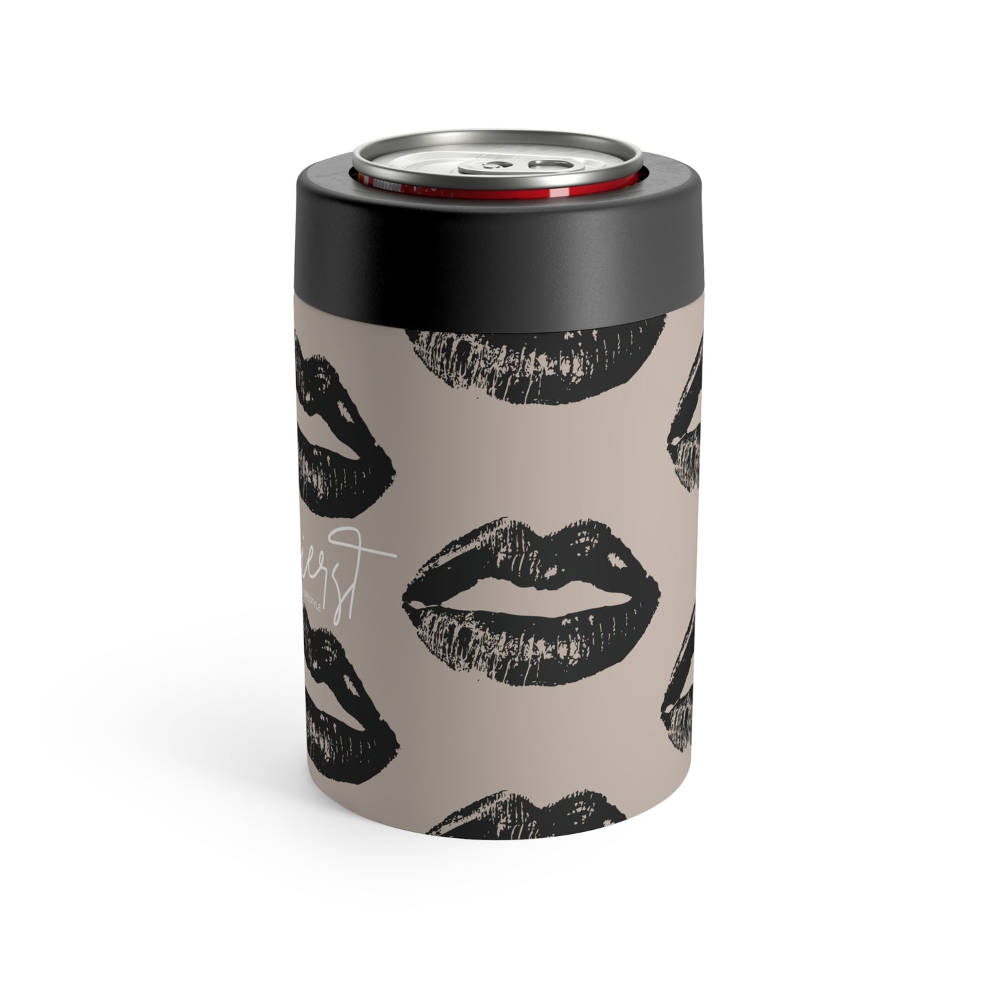 Black Lips on Oat Can Holder | Bold Meets Elegant