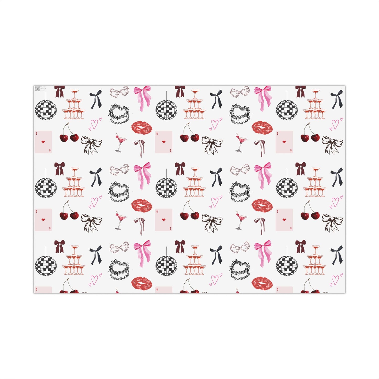Edge of Romance Wrapping Paper | White Background Gift Wrap with Chic Sticker-Inspired Design