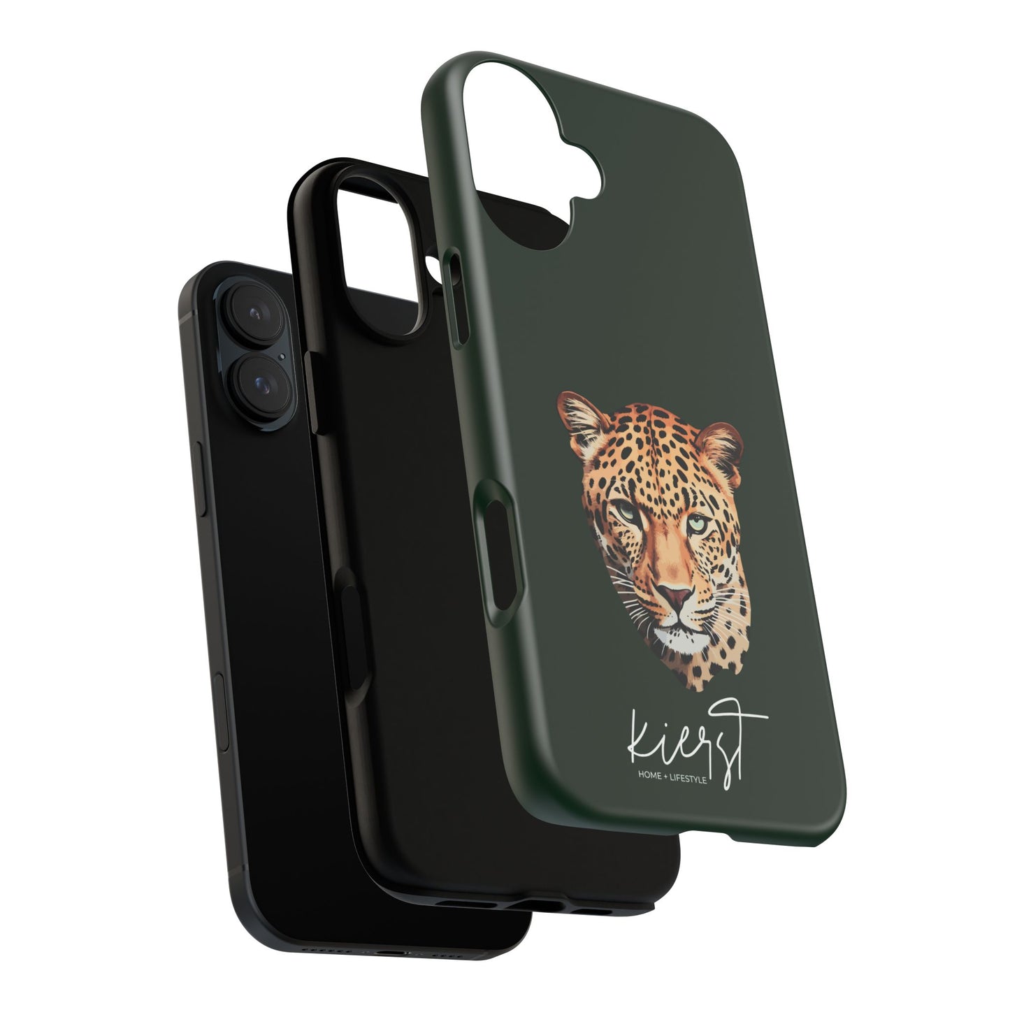 Leopard Head on Signature Midnight Pine iPhone Case | Designed to Stand Out
