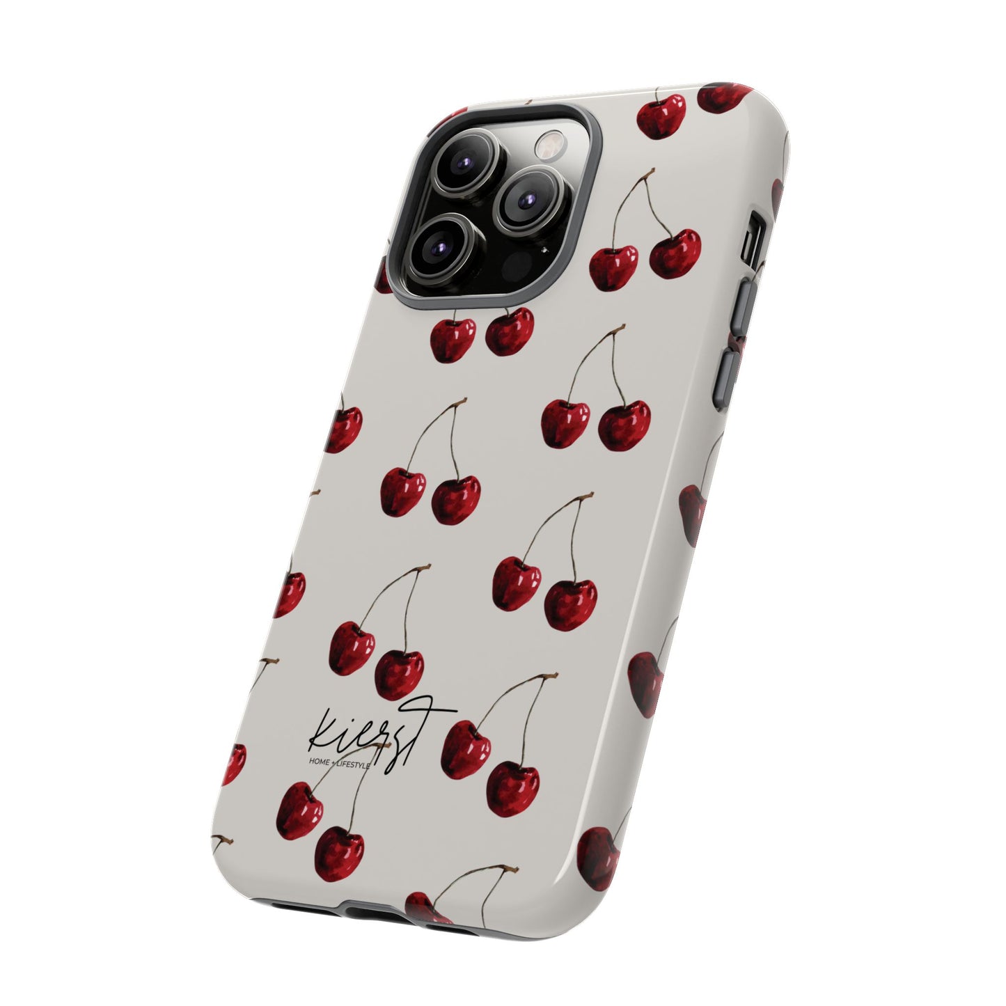 Moody Cherry Stems on White Bone iPhone Case | Timeless Contrast With A Twist of Charm