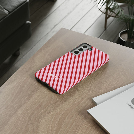 Holiday 25 Pink and Red Diagonal Striped Samsung Galaxy Phone Case