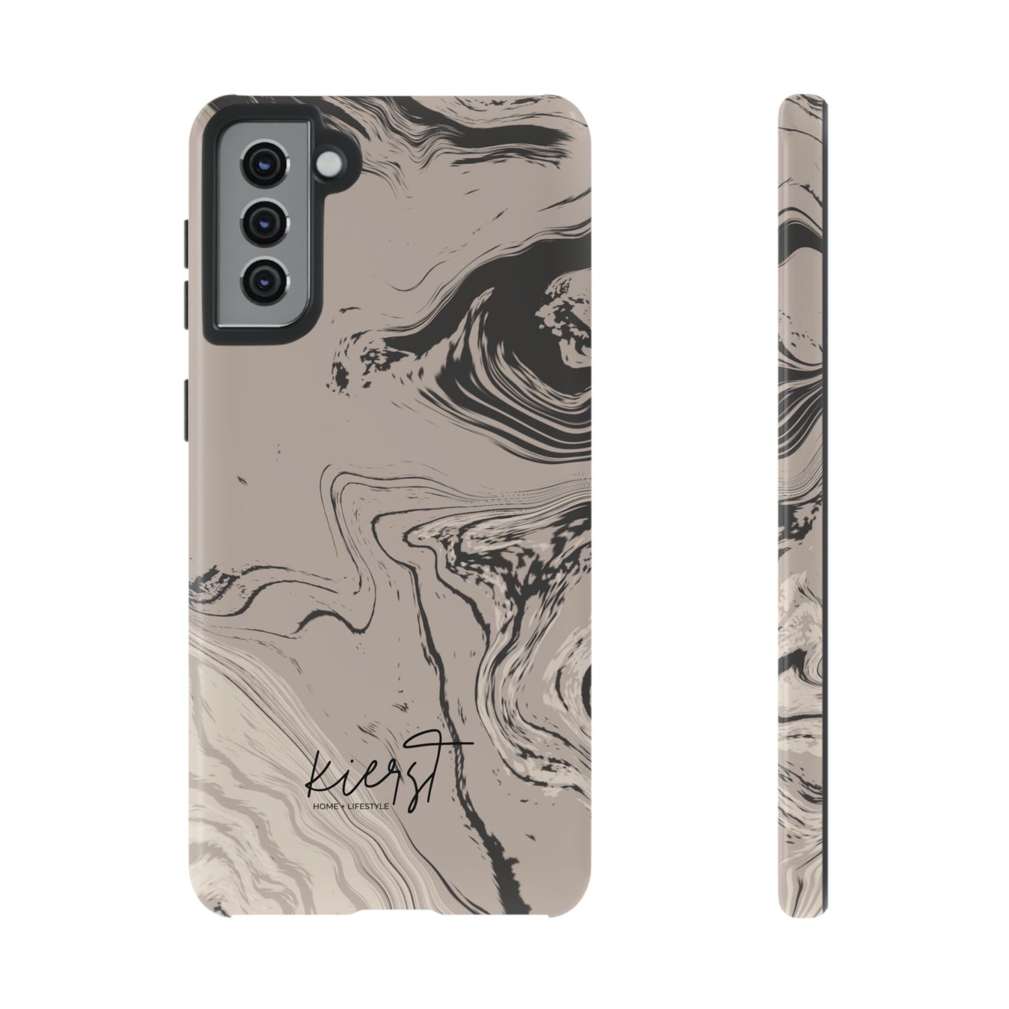 Cream, Grey, and Taupe Marble Samsung Galaxy Phone Case | Rich Swirls, Neutral Motion
