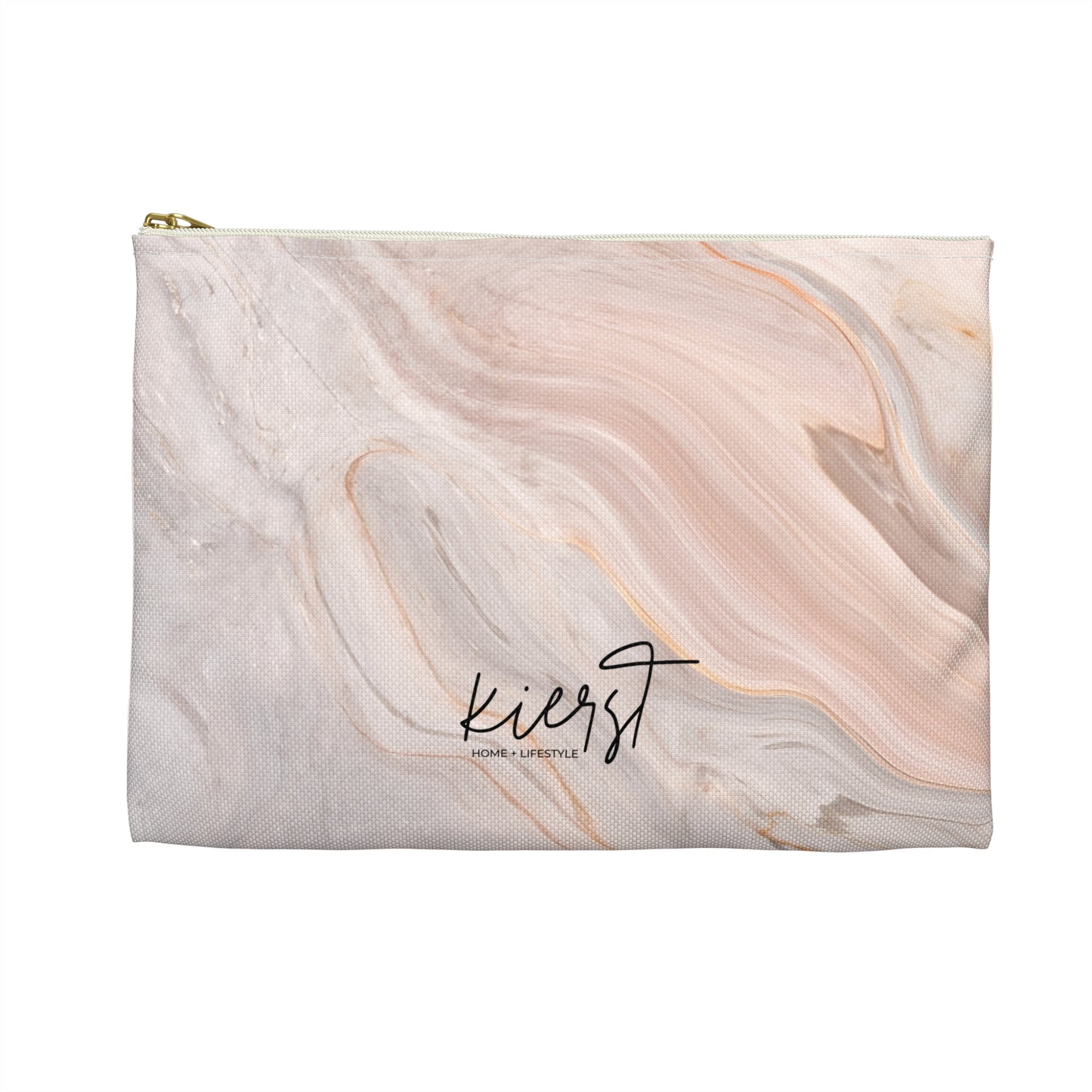 Blush Swirl Marble Accessory Pouch – Soft Neutral Stone-Inspired Print