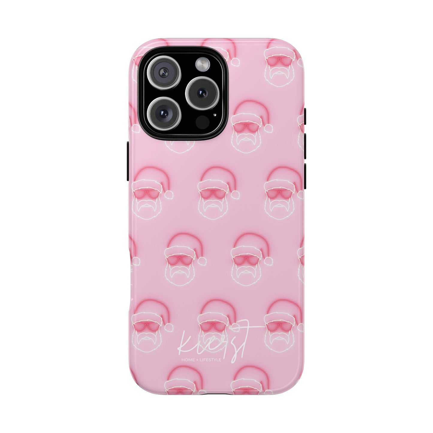 Holiday 25 Neon Sign Santa on Pink iPhone Case