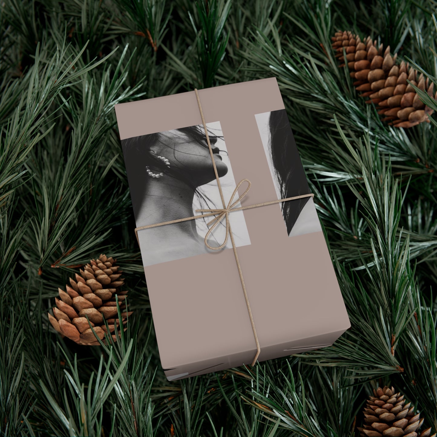 Black + White Fashion Portrait Wrapping Paper