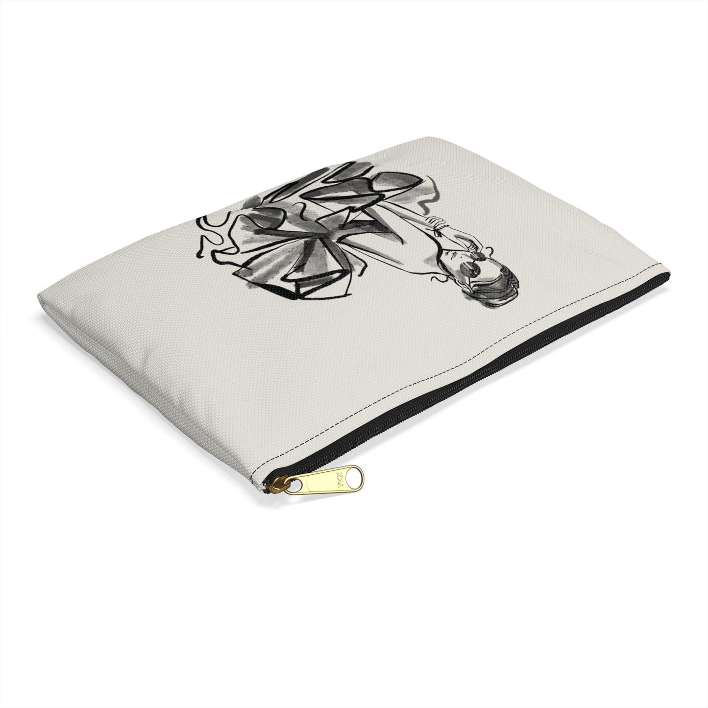 Tulle Gown Fashion Sketch Accessory Pouch – Bone White with Editorial Flair