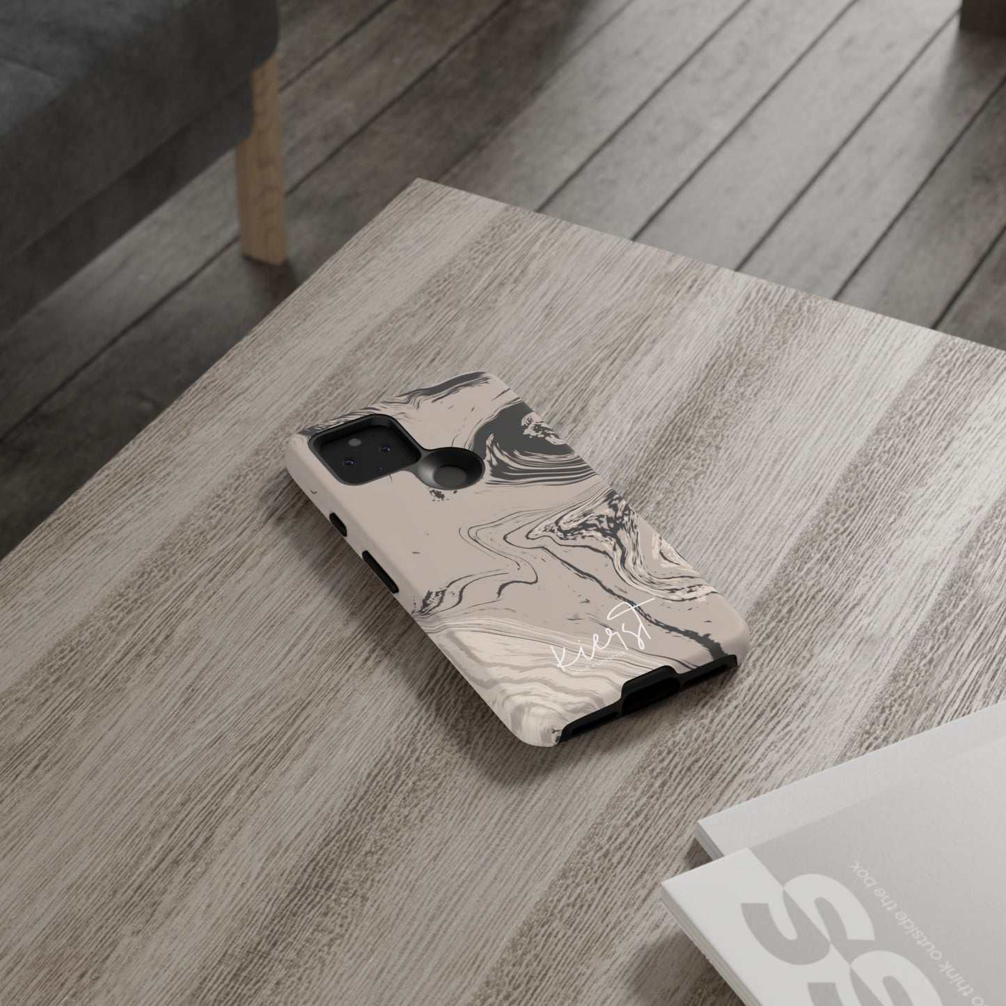 Cream, Grey, and Taupe Marble Google Pixel Case | Grounded Neutrals, Expressive Detail
