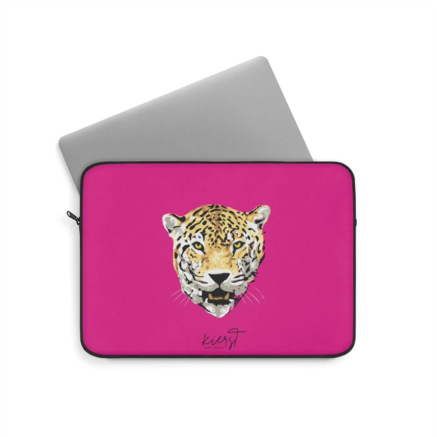 Leopard Head on Signature Hot Pink Laptop Sleeve | Limited Edition Fierce + Functional