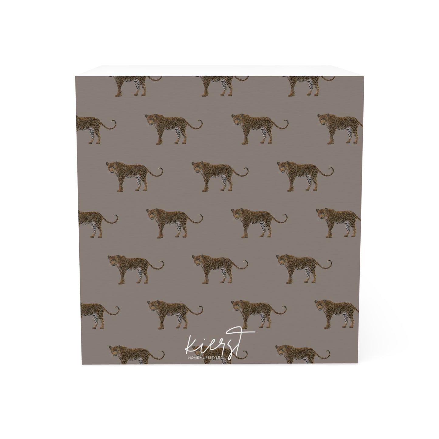 Leopards on Taupe Sticky Note Cube | Subtle Power, Soft Strength