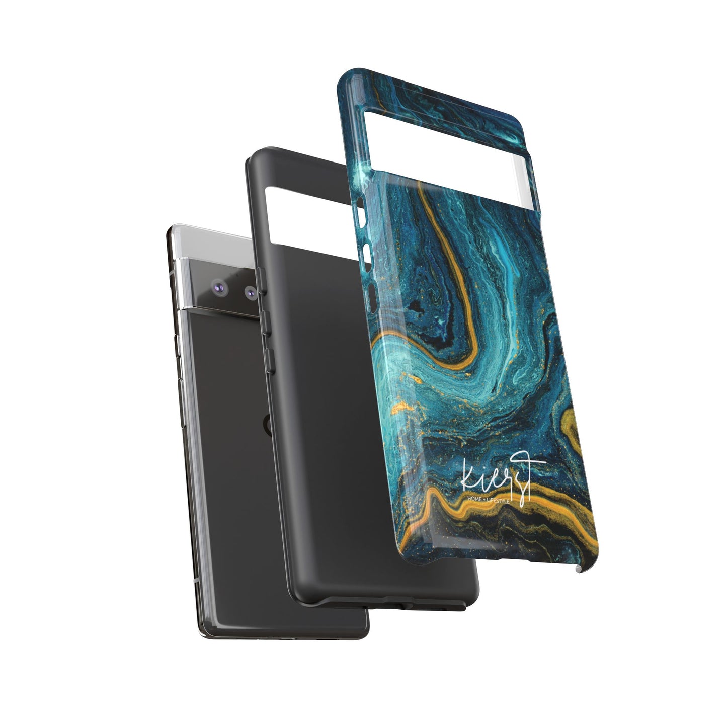 Gold & Teal Marble Google Pixel Case | A Bold Blend of Color & Contrast