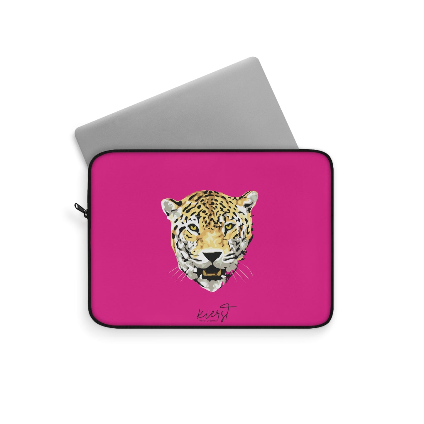 Leopard Head on Signature Hot Pink Laptop Sleeve | Limited Edition Fierce + Functional