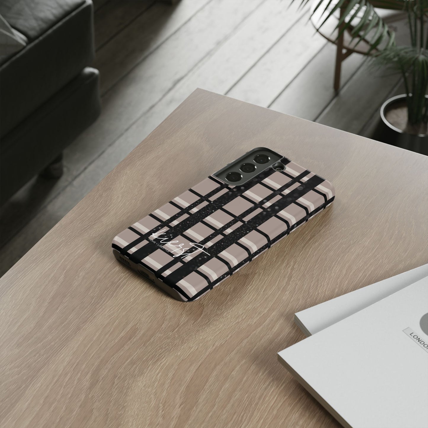 Elevated Neutrals Plaid Samsung Galaxy Case | Structured Style, Soft Edge