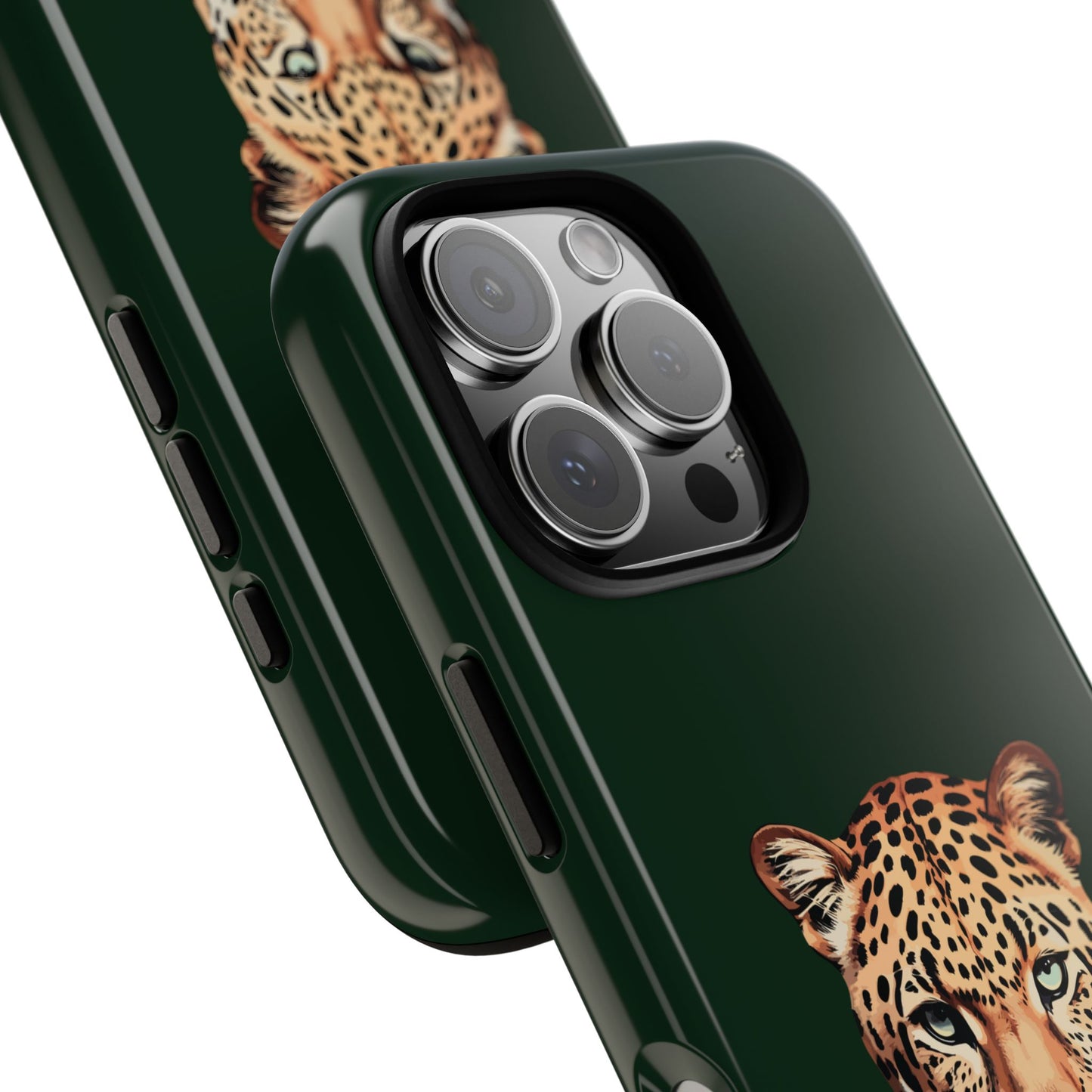Leopard Head on Signature Midnight Pine iPhone Case | Designed to Stand Out