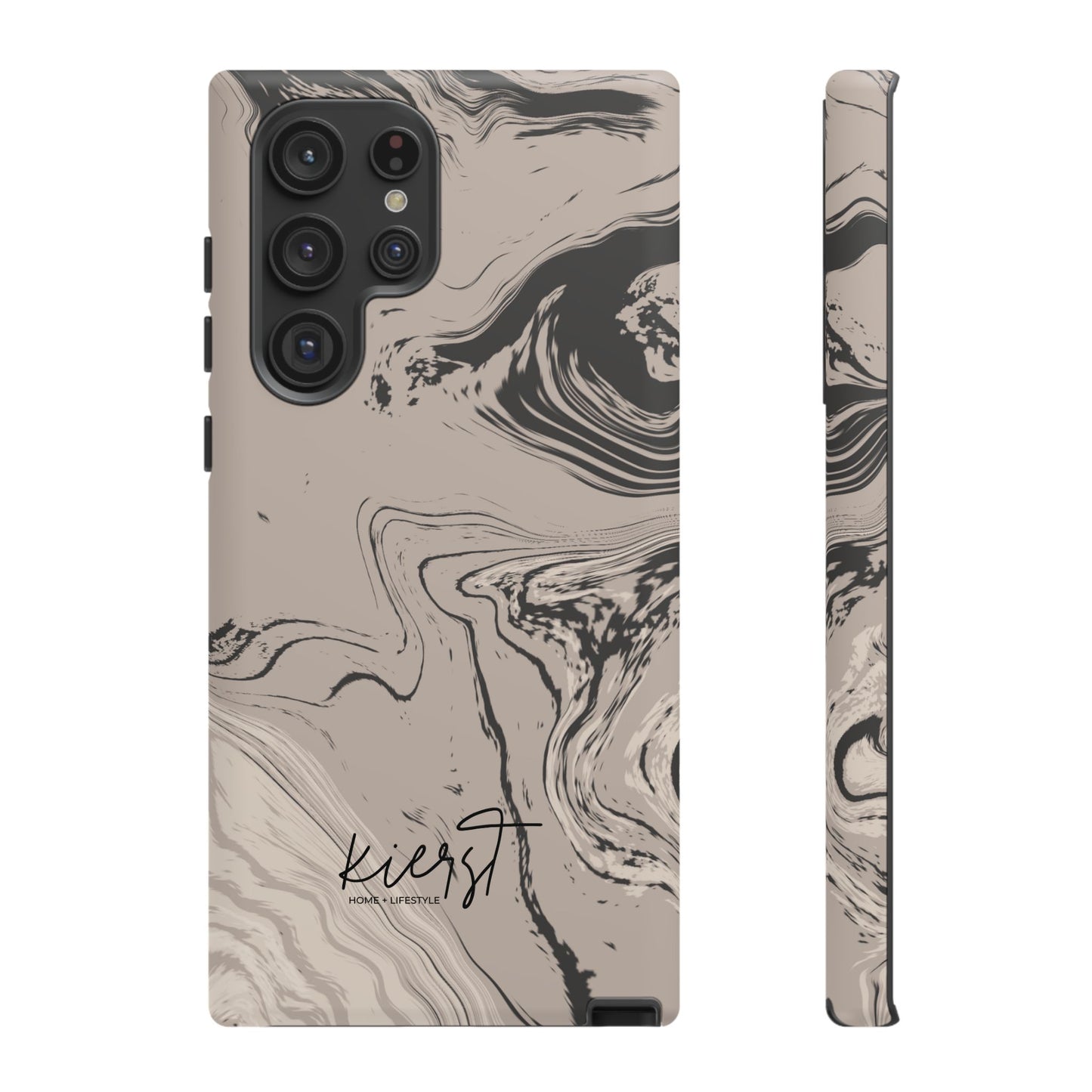 Cream, Grey, and Taupe Marble Samsung Galaxy Phone Case | Rich Swirls, Neutral Motion
