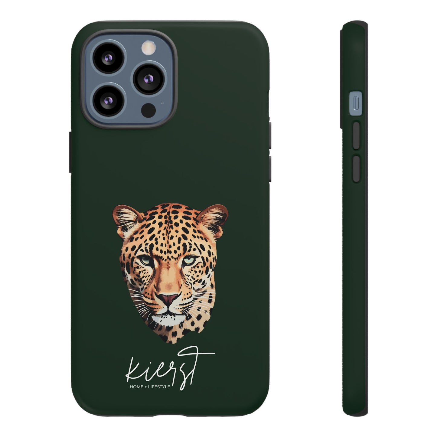 Leopard Head on Signature Midnight Pine iPhone Case | Designed to Stand Out