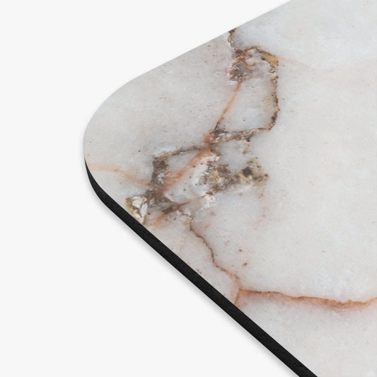 Warm White Marble Print Mouse Pad – Neutral Stone Desk Accessory