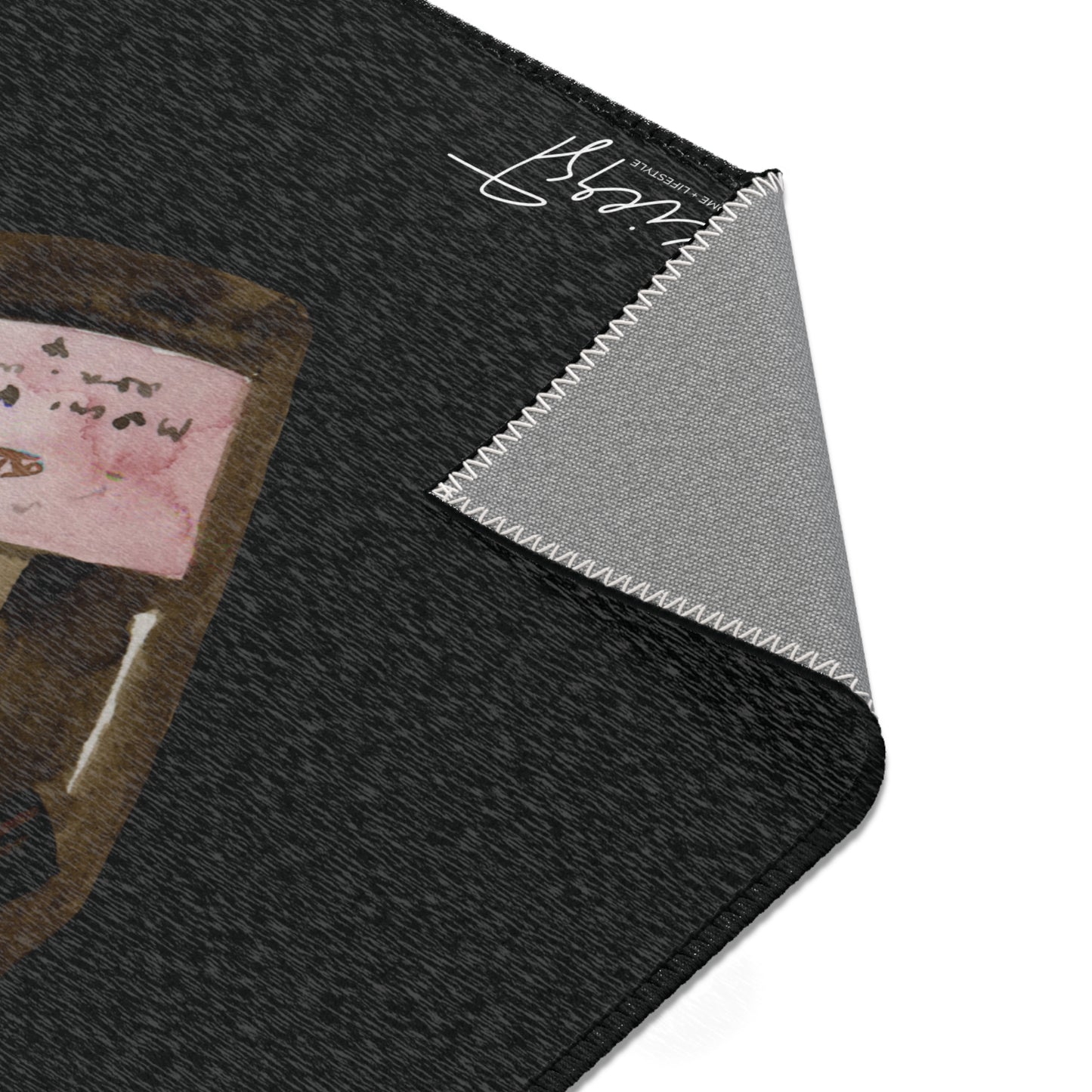 Pop Rosé Area Rug – Black Background, Pink Bottle
