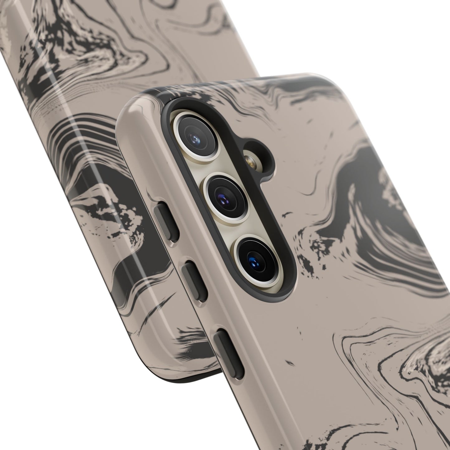 Cream, Grey, and Taupe Marble Samsung Galaxy Phone Case | Rich Swirls, Neutral Motion