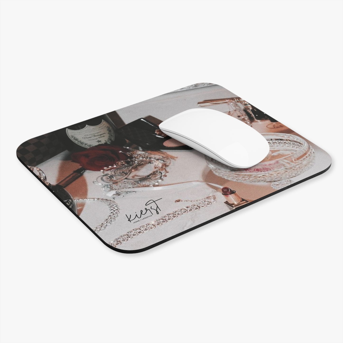Just A Girl Mouse Pad – Vintage Vanity Flatlay Aesthetic