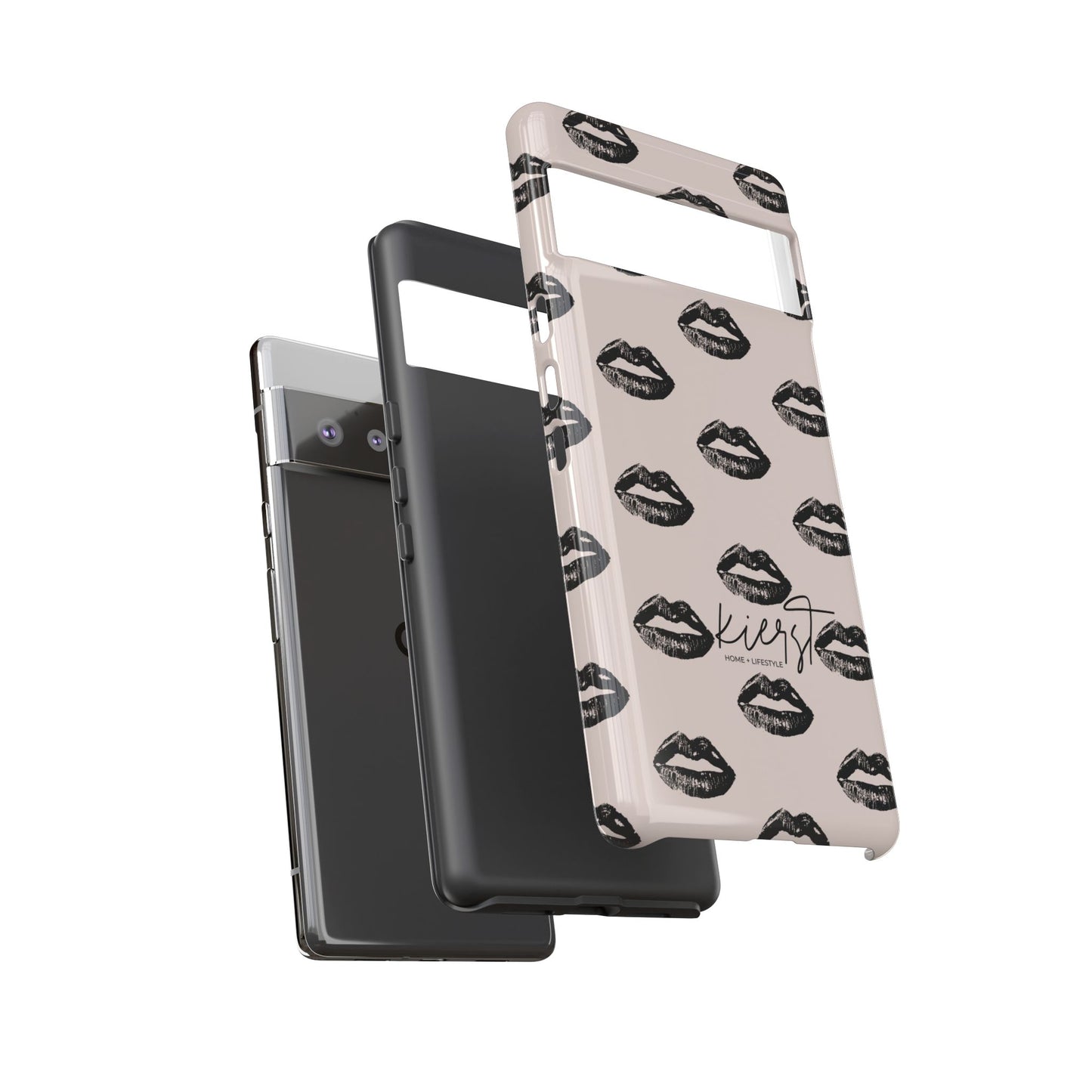 Black Lips on Oat Google Pixel Case | Minimalist Neutrals with a Bold Edge