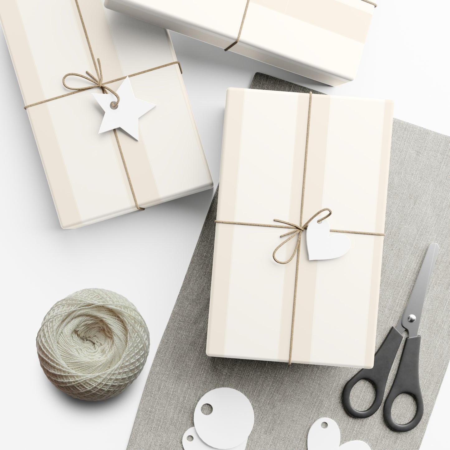Cream Striped Gift Wrapping Paper