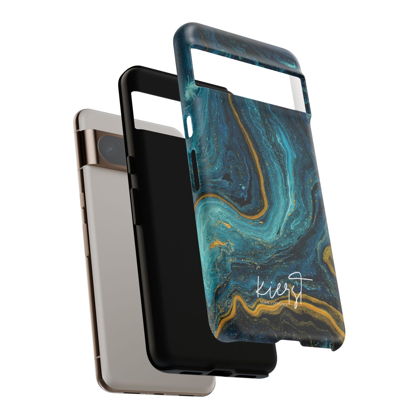 Gold & Teal Marble Google Pixel Case | A Bold Blend of Color & Contrast
