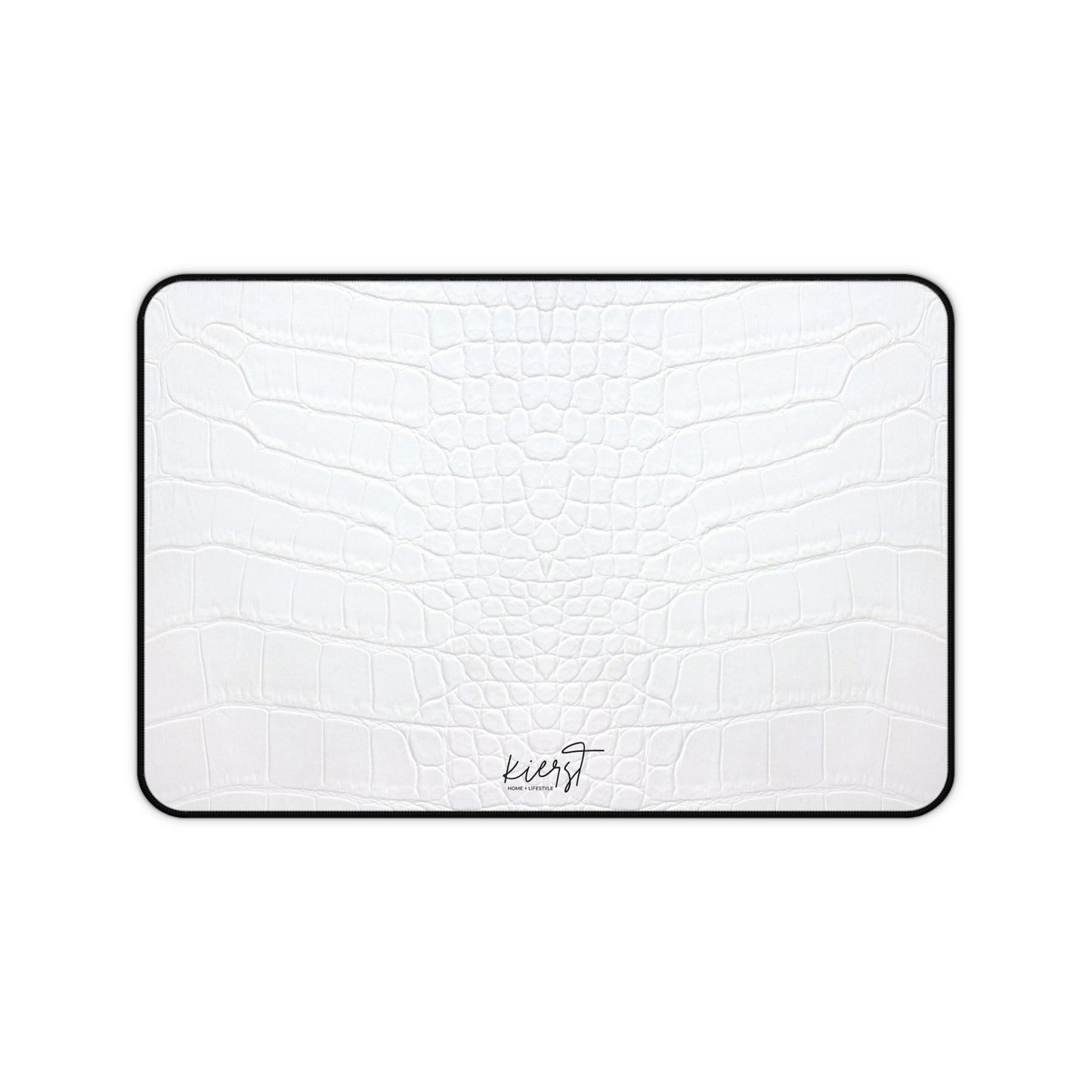 White Alligator Print Desk Mat | Luxe Minimalist Workspace Upgrade
