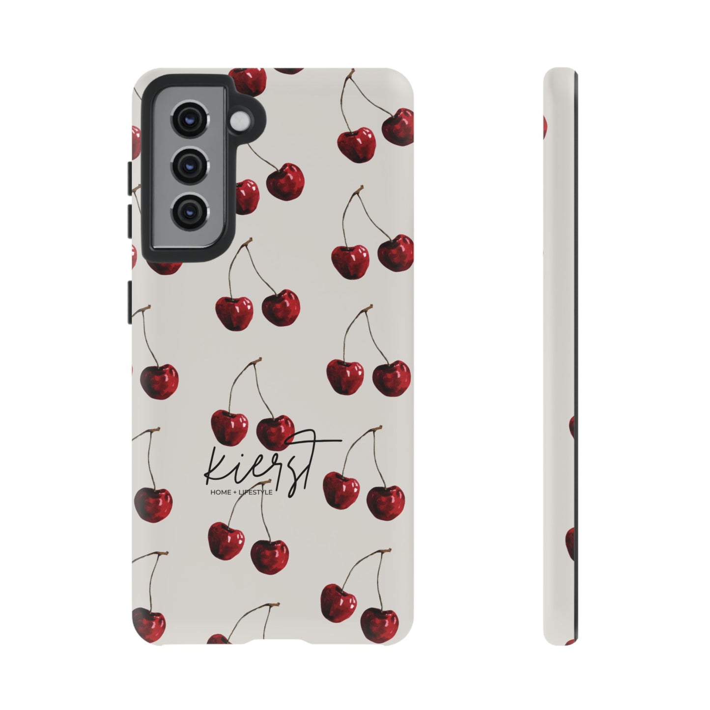 Moody Cherry Stems on White Bone Samsung Galaxy Case | Understated Luxury With A Playful Bite