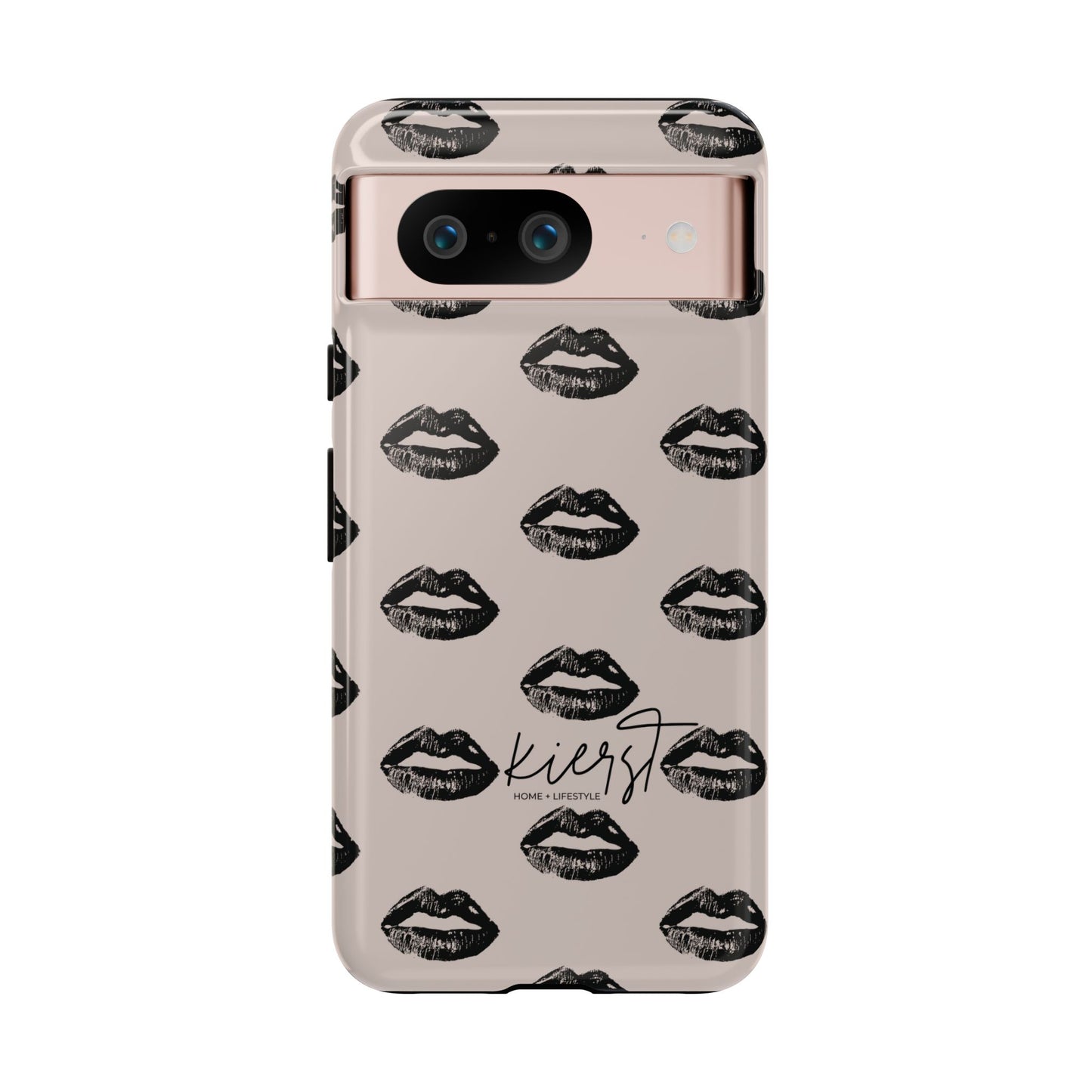 Black Lips on Oat Google Pixel Case | Minimalist Neutrals with a Bold Edge