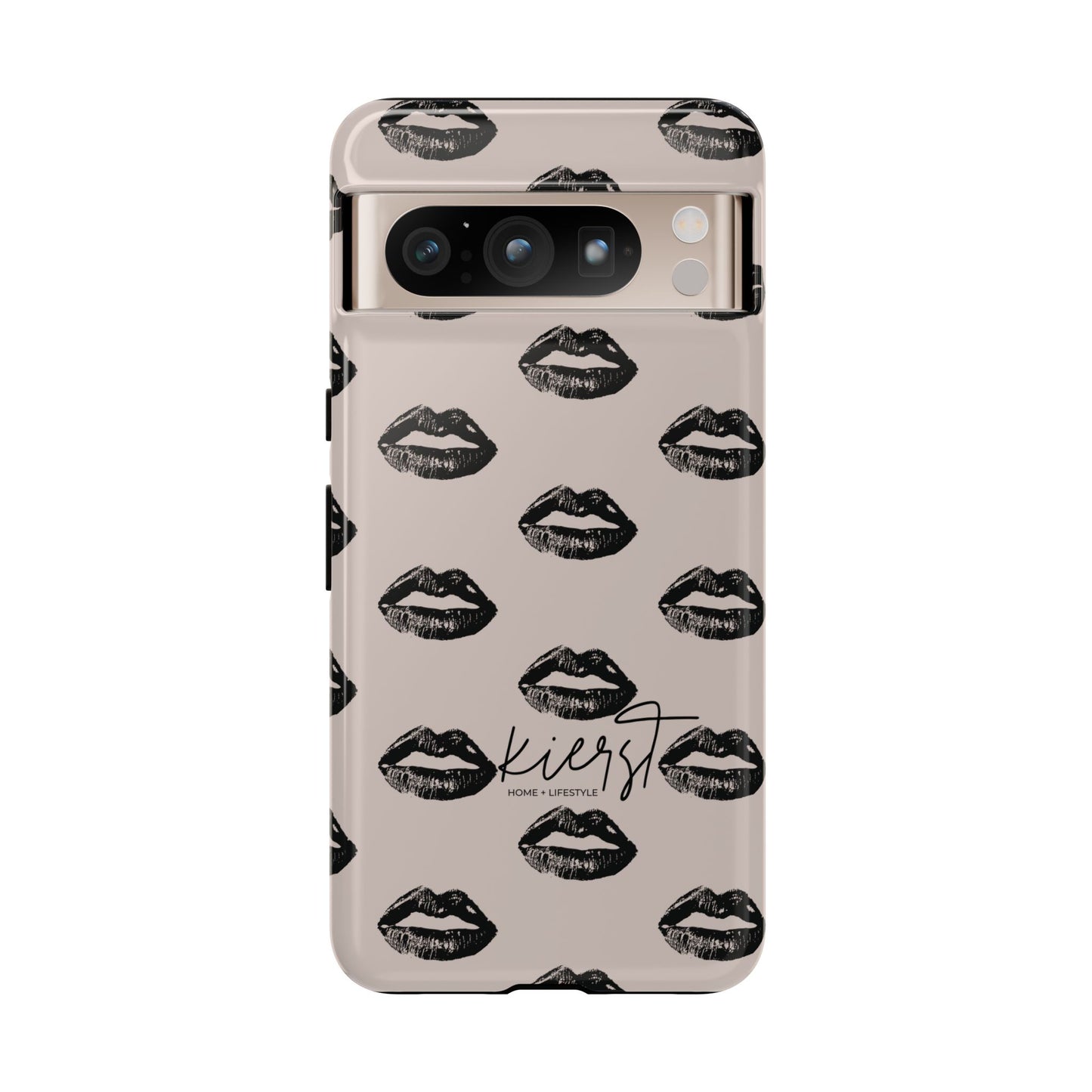 Black Lips on Oat Google Pixel Case | Minimalist Neutrals with a Bold Edge