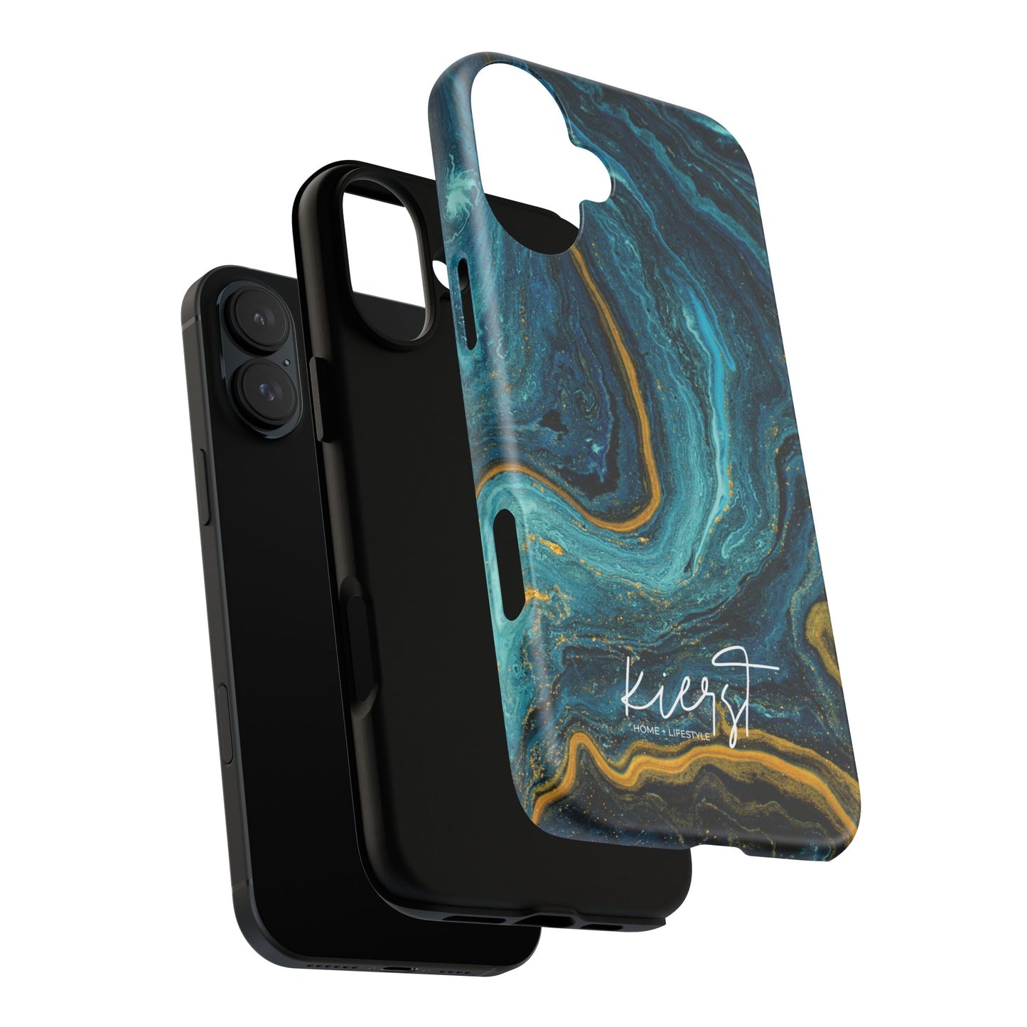 Gold & Teal Marble iPhone Case | Swirled Boldness, Everyday Luxury