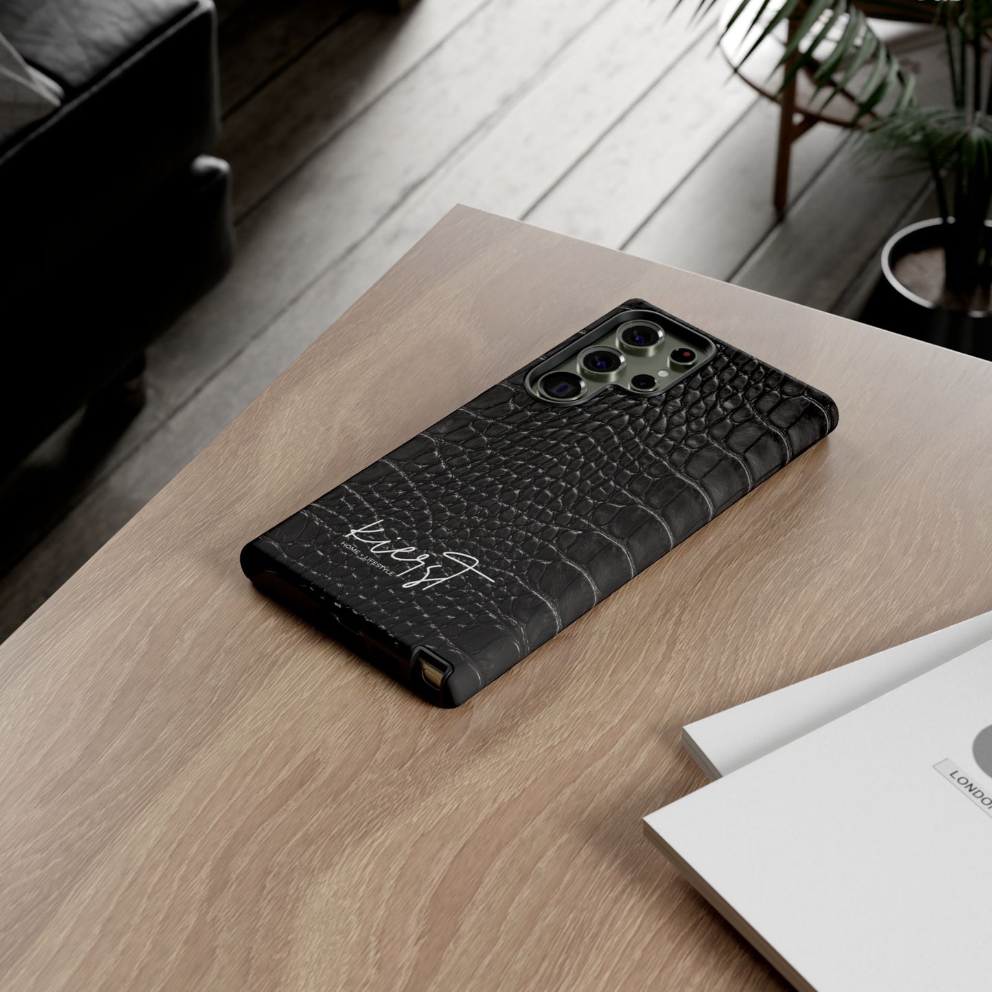 Black Alligator Print Samsung Galaxy Case | Refined Impact, Bold Simplicity