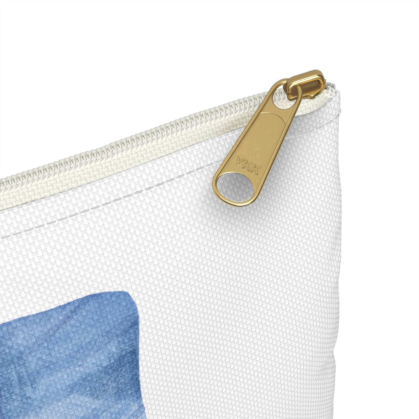 Blue Watercolor Bow Accessory Pouch – Printed Ribbon Detail with Everyday Elegance