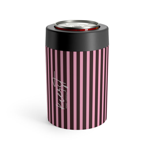 Signature Velvet Noir + Pink Stripes Can Holder