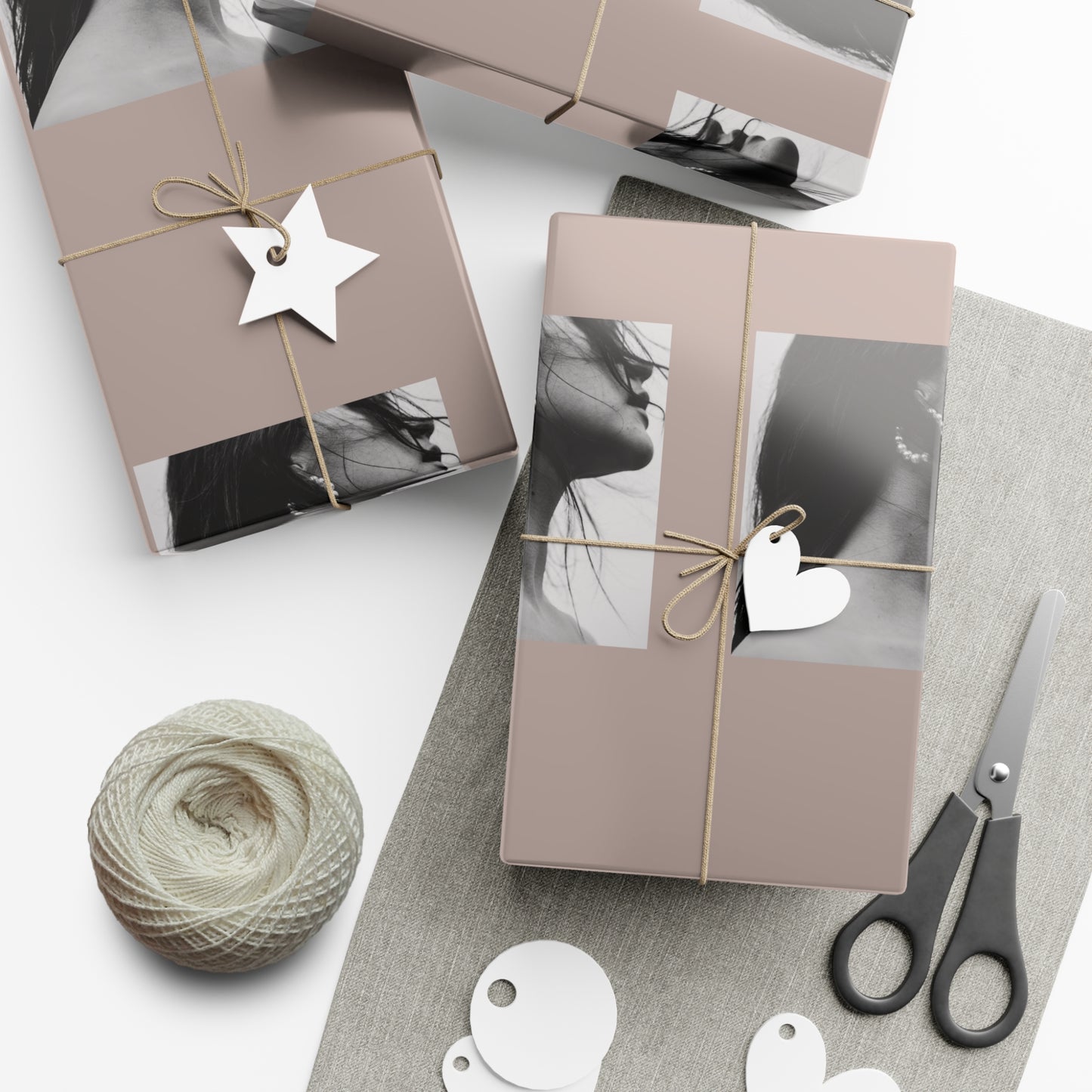 Black + White Fashion Portrait Wrapping Paper