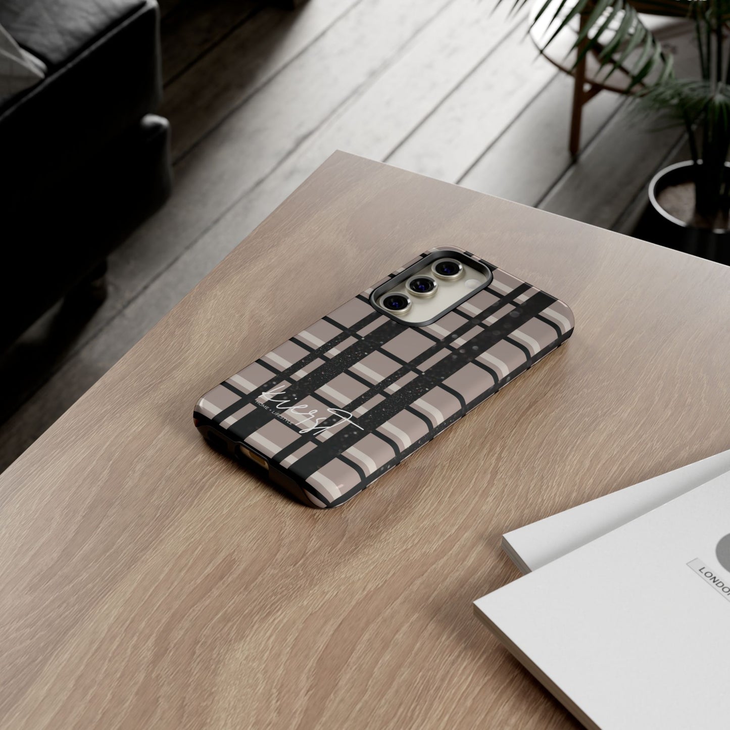 Elevated Neutrals Plaid Samsung Galaxy Case | Structured Style, Soft Edge