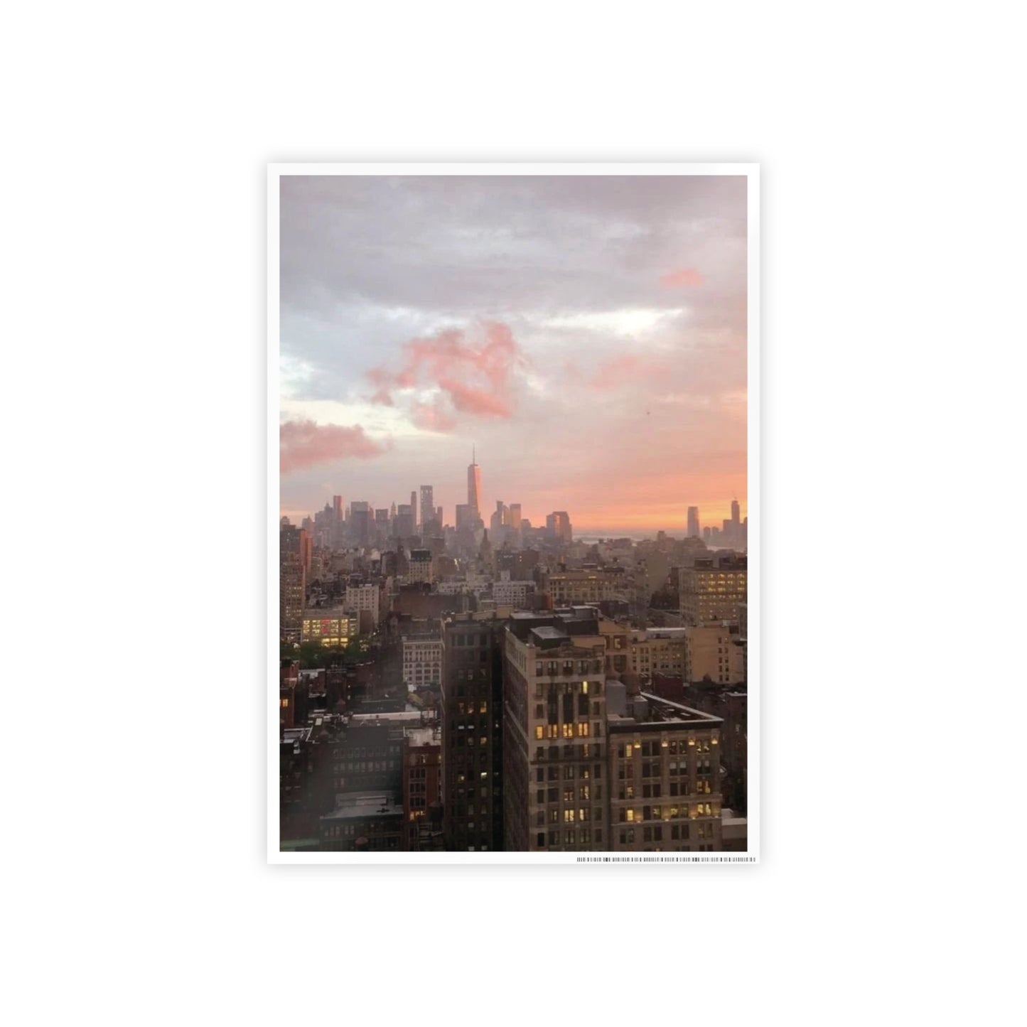A New York Sunset Glossy Poster | Moody Pink Skyline Over Manhattan