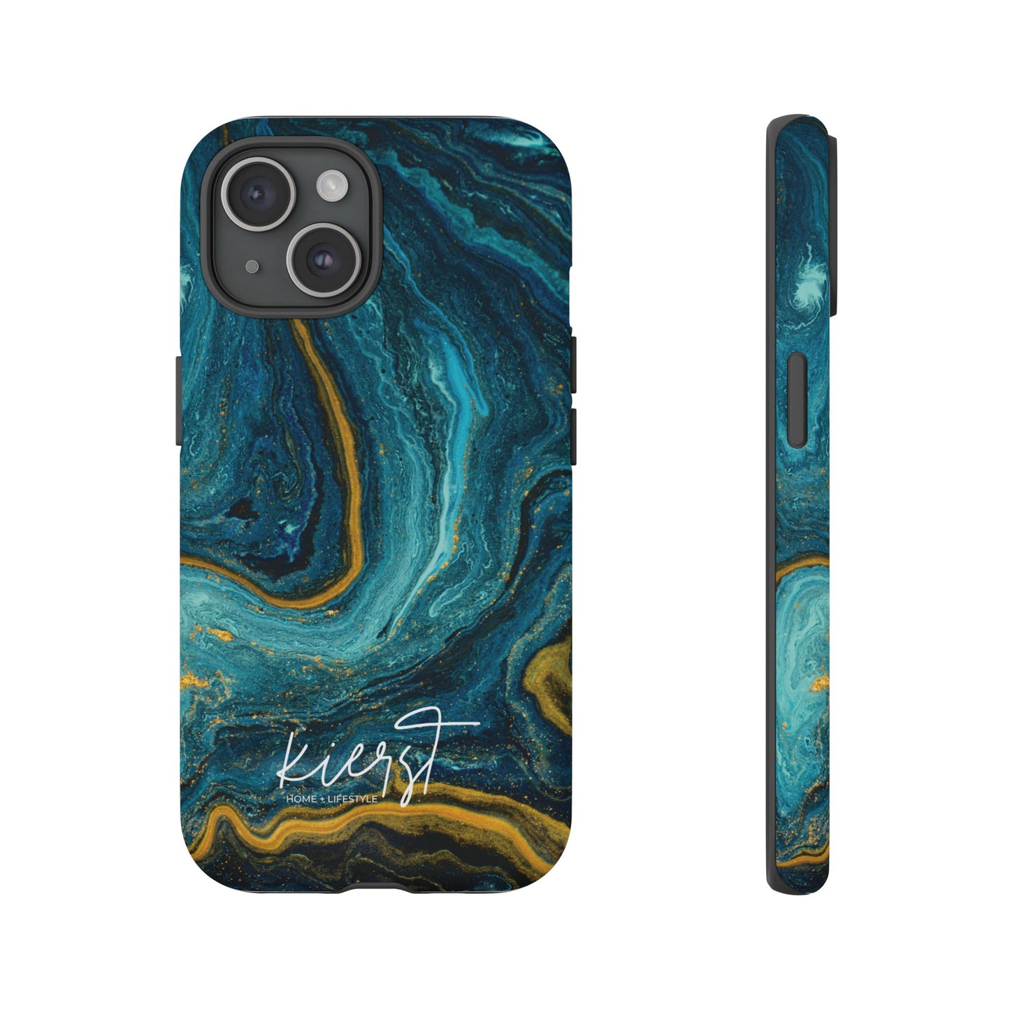 Gold & Teal Marble iPhone Case | Swirled Boldness, Everyday Luxury