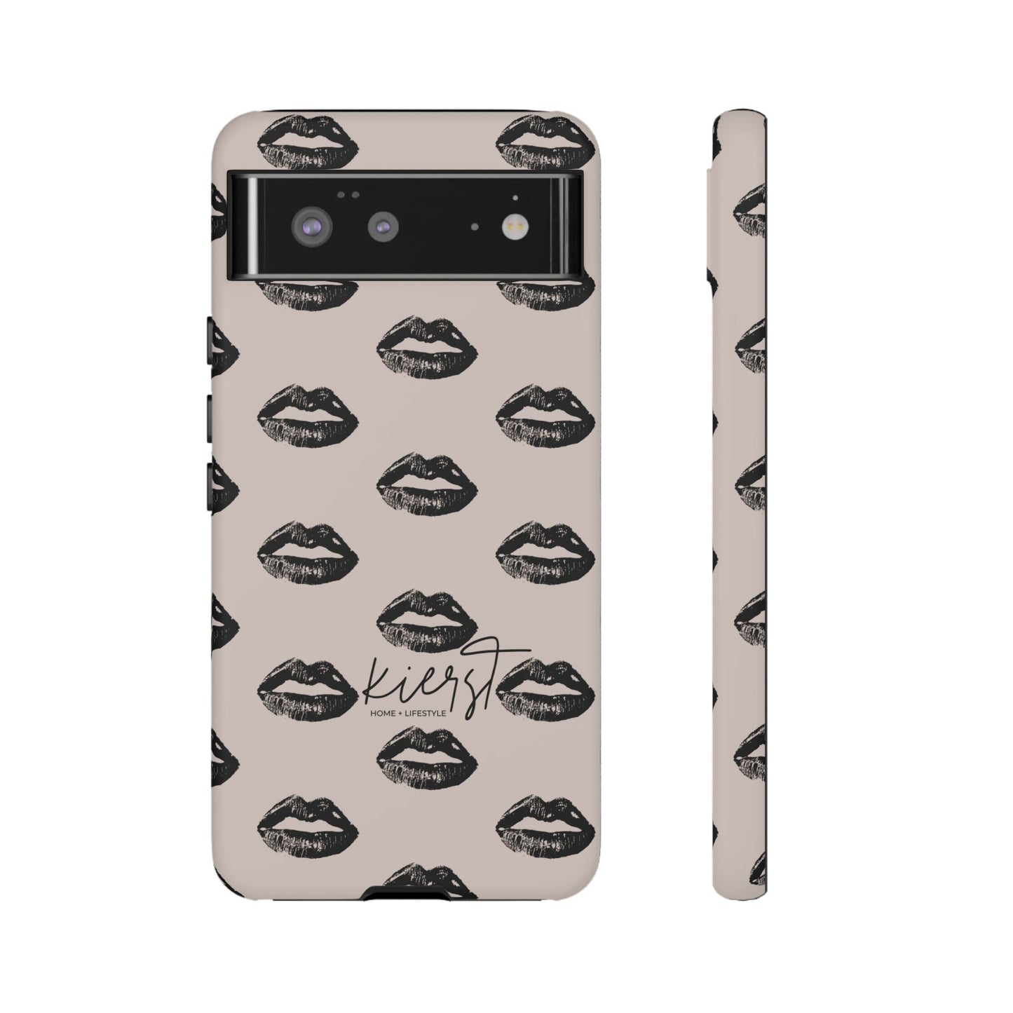 Black Lips on Oat Google Pixel Case | Minimalist Neutrals with a Bold Edge