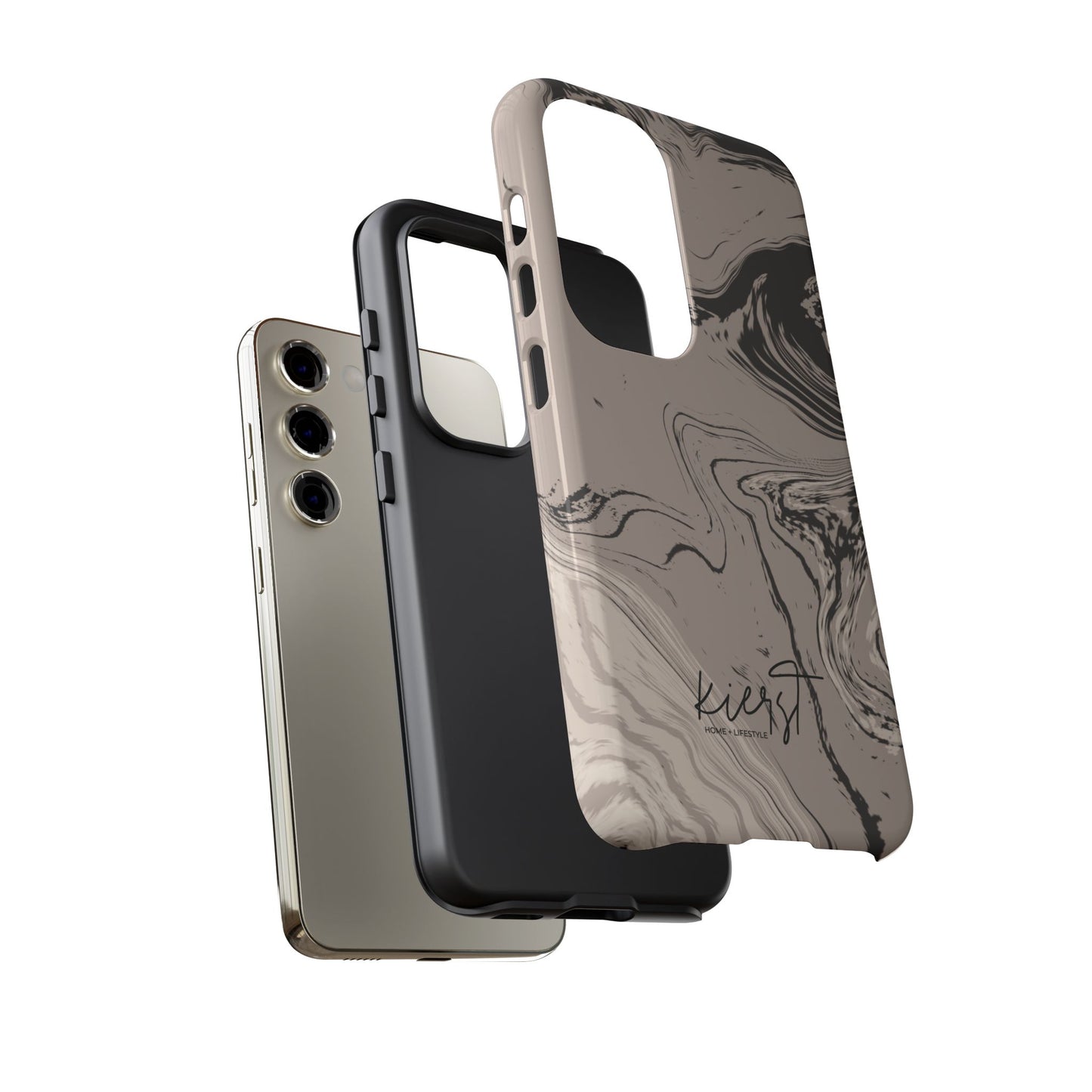 Cream, Grey, and Taupe Marble Samsung Galaxy Phone Case | Rich Swirls, Neutral Motion