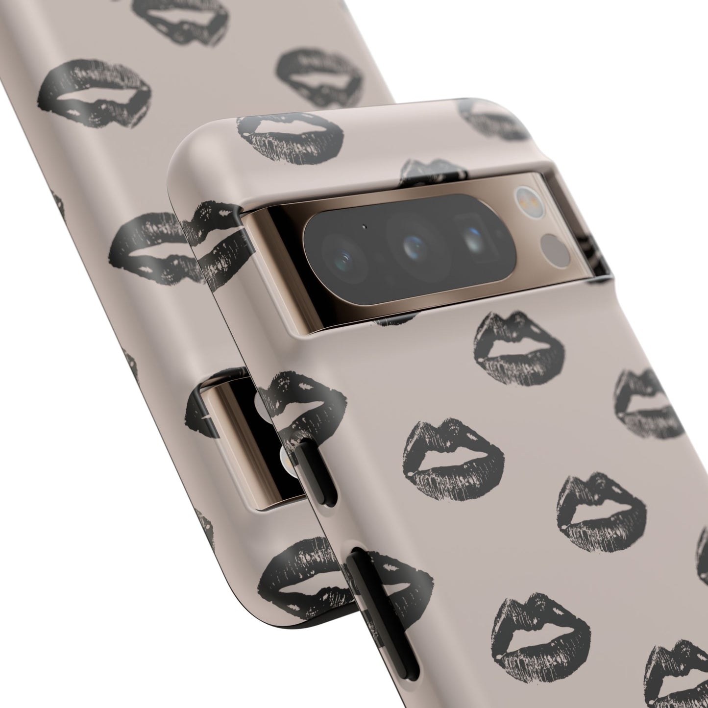 Black Lips on Oat Google Pixel Case | Minimalist Neutrals with a Bold Edge