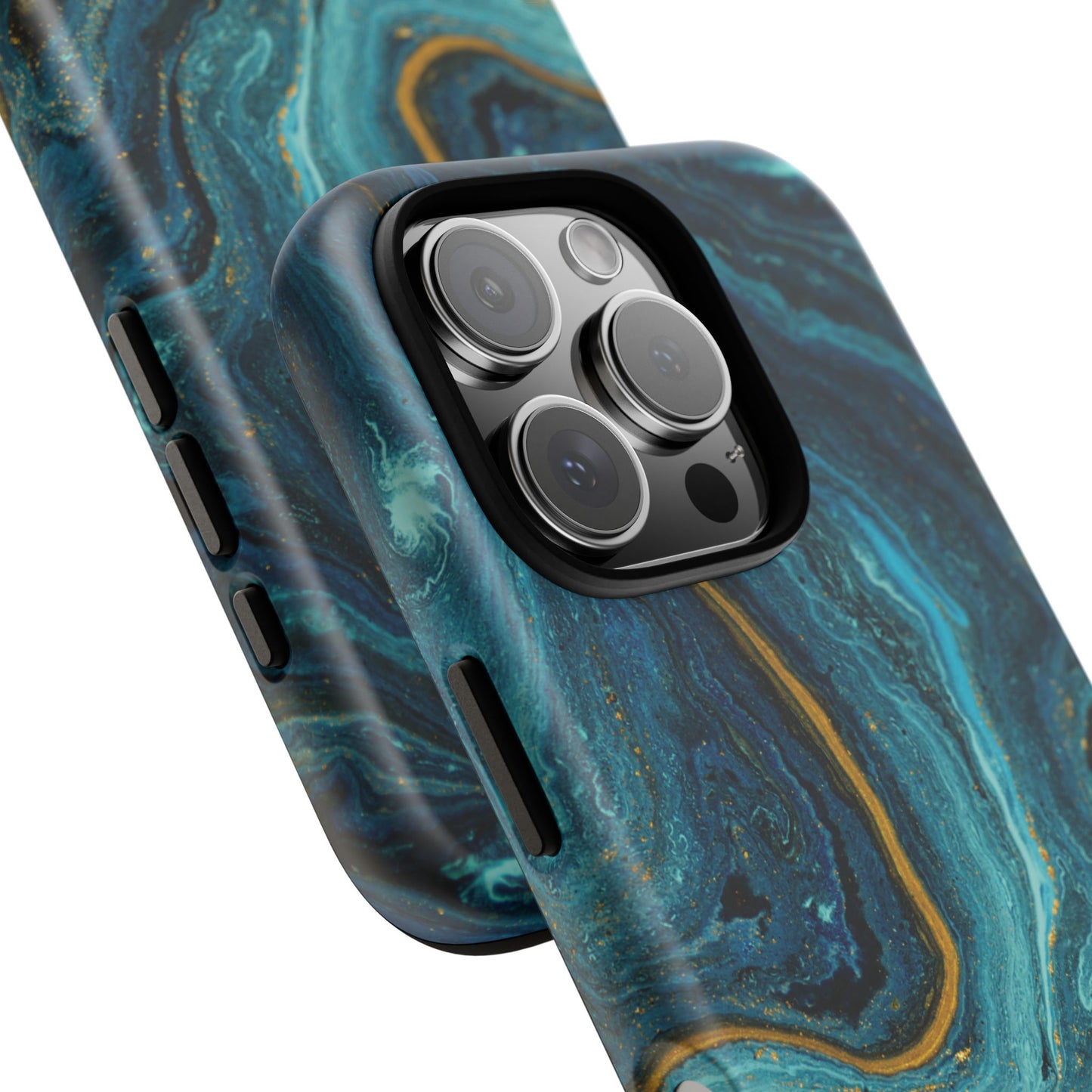 Gold & Teal Marble iPhone Case | Swirled Boldness, Everyday Luxury