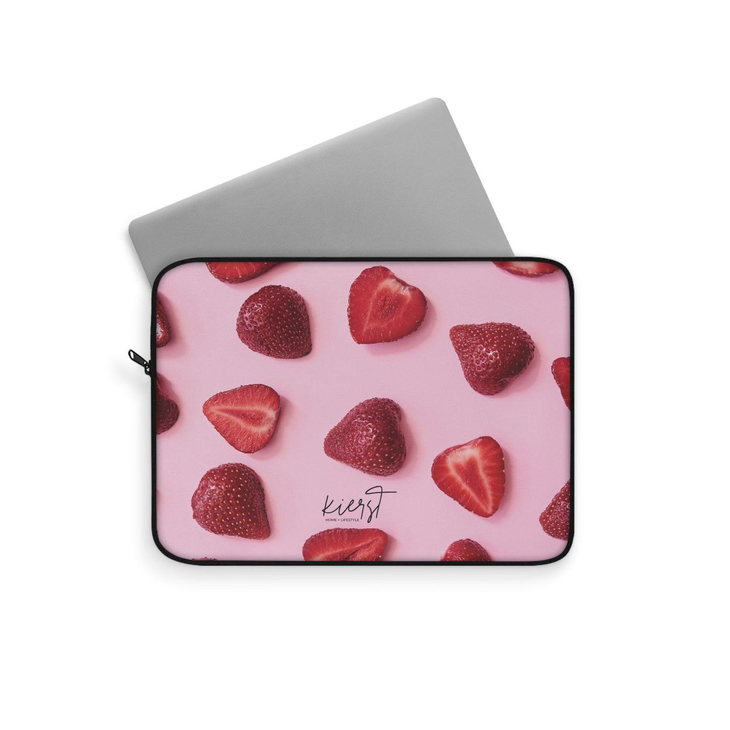 Strawberries Laptop Sleeve – Protective Case with Red Berries on Pink
