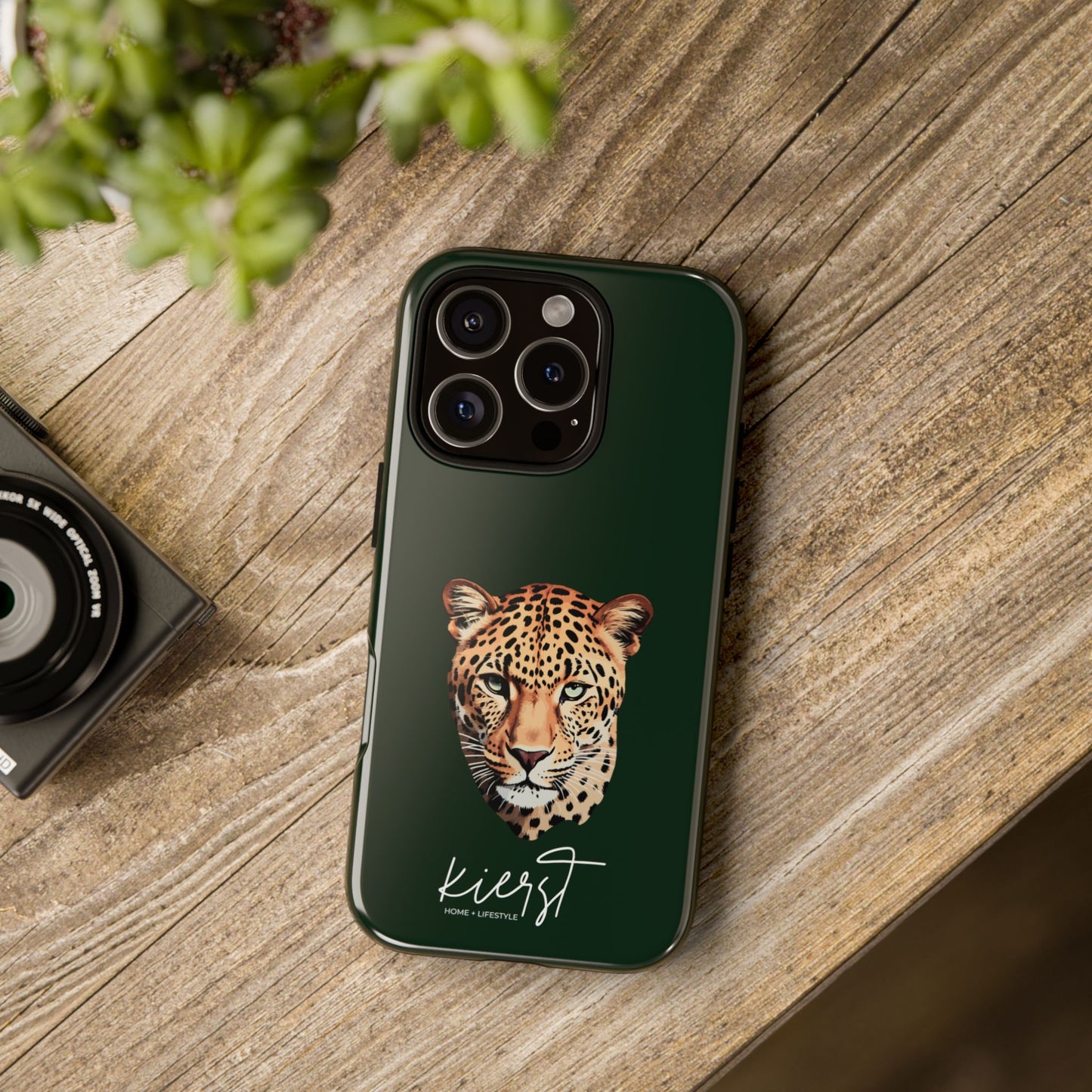Leopard Head on Signature Midnight Pine iPhone Case | Designed to Stand Out