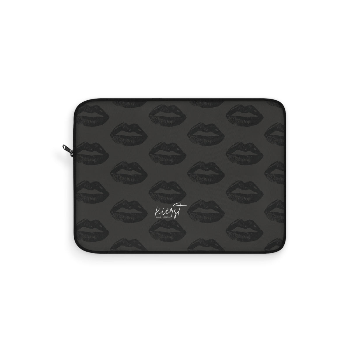 Black Lips on Charcoal Laptop Sleeve | Bold & Moody Tech Accessory