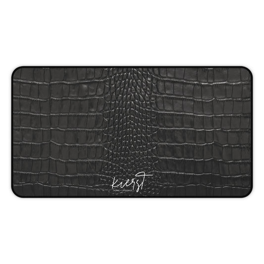 Black Alligator Print Desk Mat | Luxe Printed Texture for Elevated Desk
