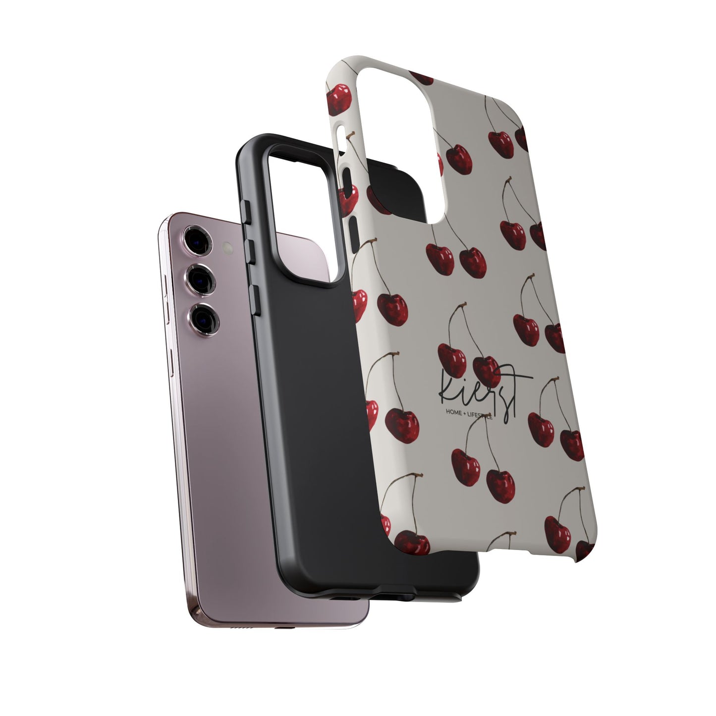Moody Cherry Stems on White Bone Samsung Galaxy Case | Understated Luxury With A Playful Bite